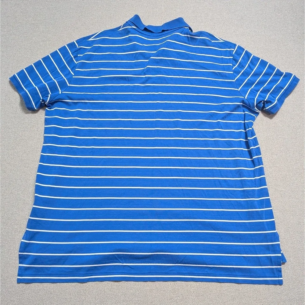 Polo Ralph Lauren Men's Blue White Striped Polo Shirt XXL Pima Soft Touch Pony